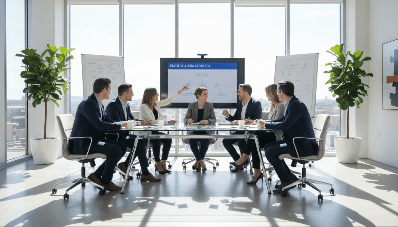 Pertemuan tim FarOneCapital membahas strategi trading dan pengembangan platform