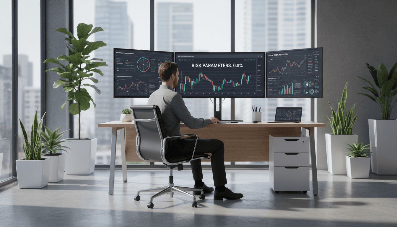 Trader profesional memantau pasar emas di layar trading modern